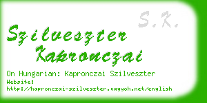 szilveszter kapronczai business card